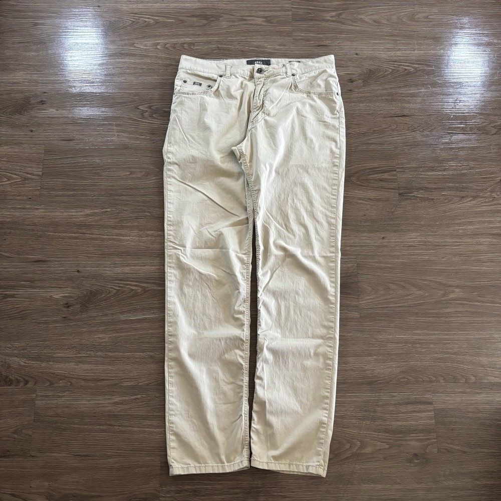BRAX Feel Good Khaki Tan Cooper Fancy Regular Fit Pants Men's Size 34x31
